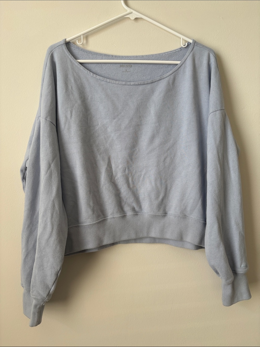 Hollister Light Blue Cropped Crewneck Sweatshirt